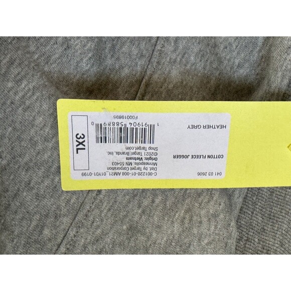 NEW! Men's All in Motion Gray Heathered Cotton Fleece Jogger Sweatpant 3XL (NWT) - Picture 3 of 7